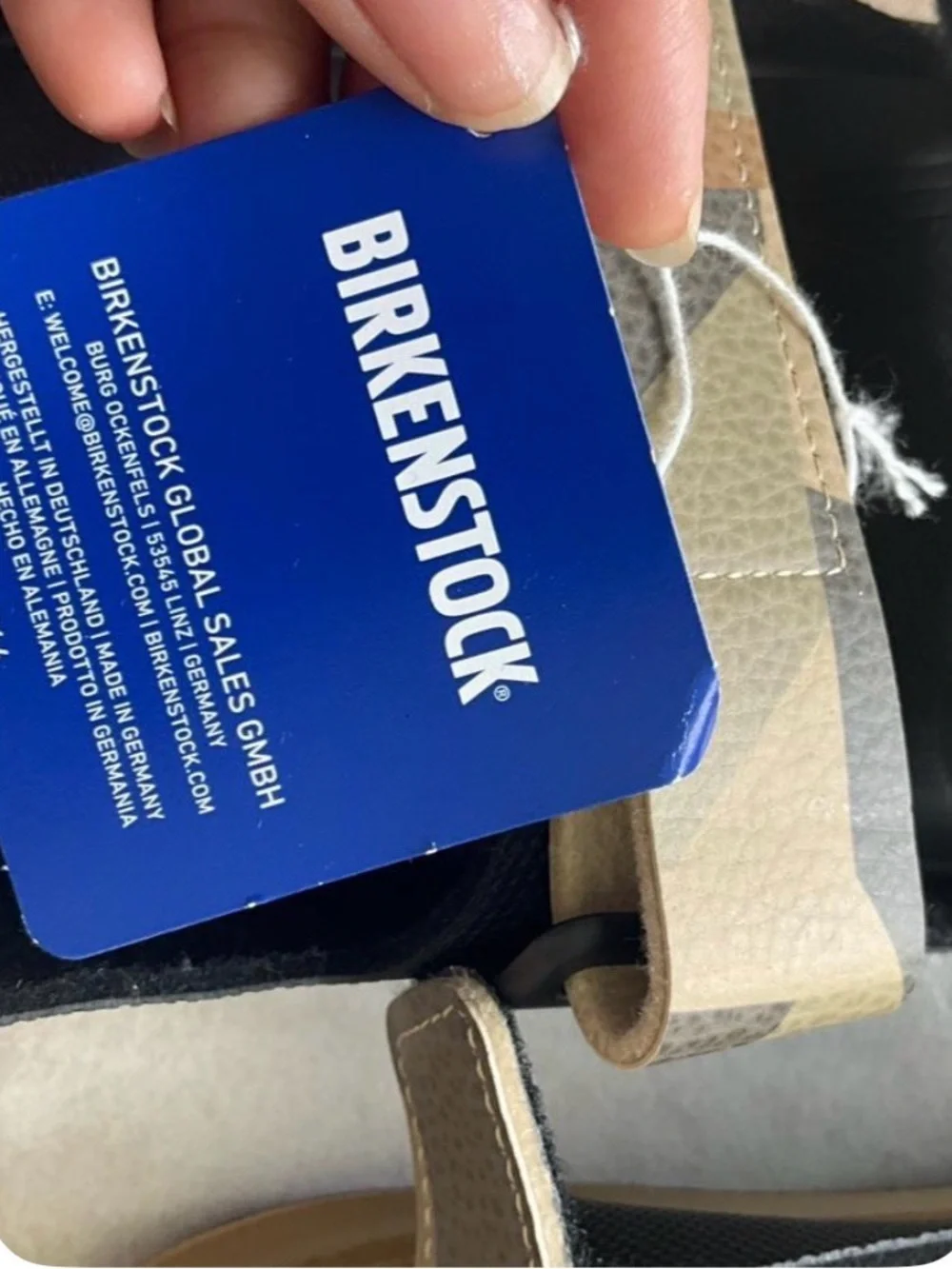 Birkenstock Men’s Black Slides with Tan Accent Strap